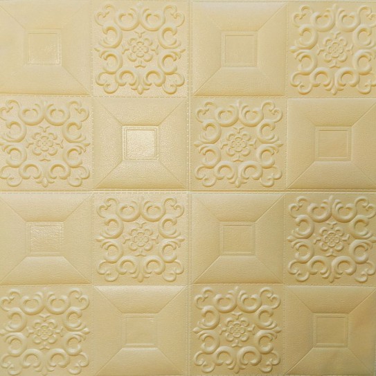 Самоклеюча декоративна 3D панель бежевий орнамент 700x700x3мм