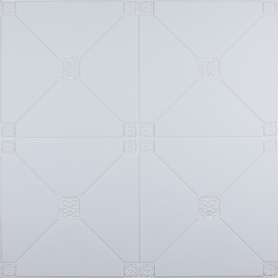 Самоклеюча декоративна 3D панель біла піраміда 700x700x4.5мм