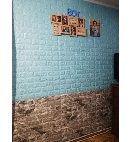 Самоклейка декоративна 3D панель під бірюзову цеглу